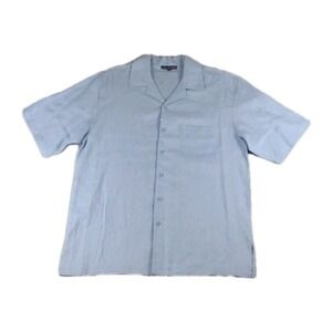 Bagazio Shirt Men's Size XL Sky Blue 100% Linen Short Sleeve Button Down